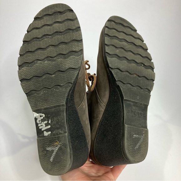 Sperry Top-sider Stella leather wedge ankle boots gray/taupe size 9.5 - Picture 5 of 7